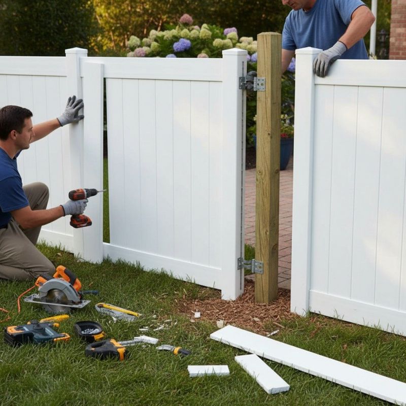 White Vinyl Fence Installation